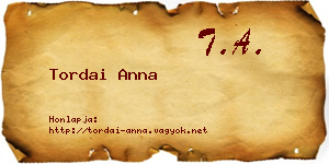 Tordai Anna névjegykártya